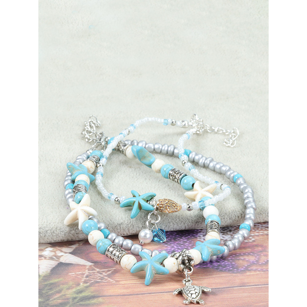 Turtle Starfish Multilayer Anklet Piece Set