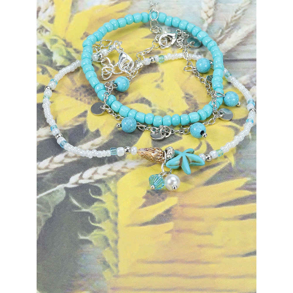 Turtle Starfish Multilayer Anklet Piece Set