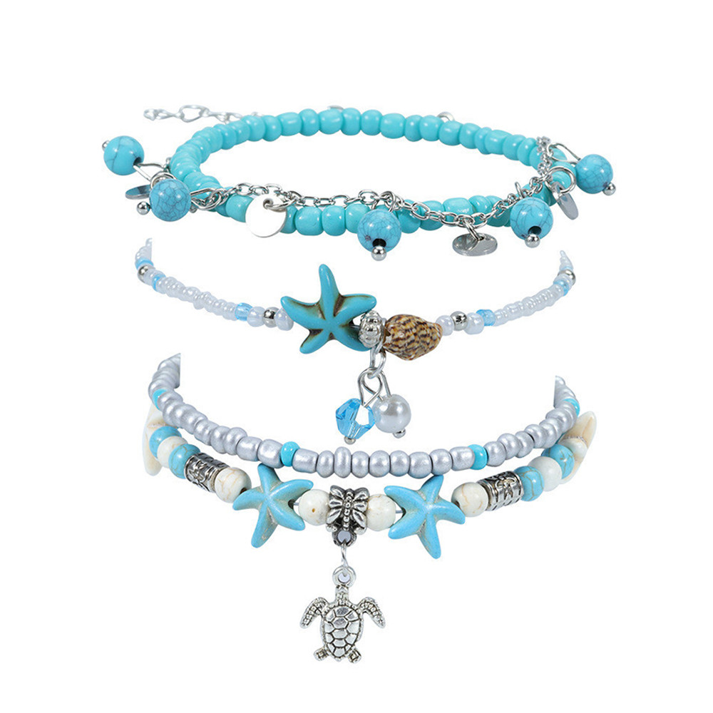 Turtle Starfish Multilayer Anklet Piece Set