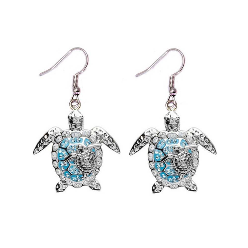Two Tone Turtle Rhinestone Alloy Earrings