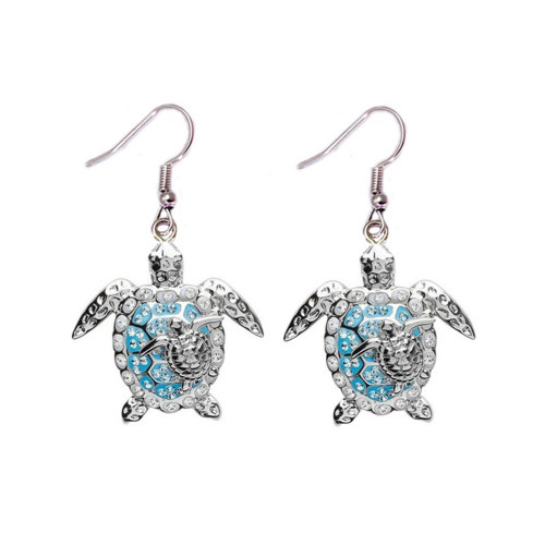 Two Tone Turtle Rhinestone Alloy Earrings