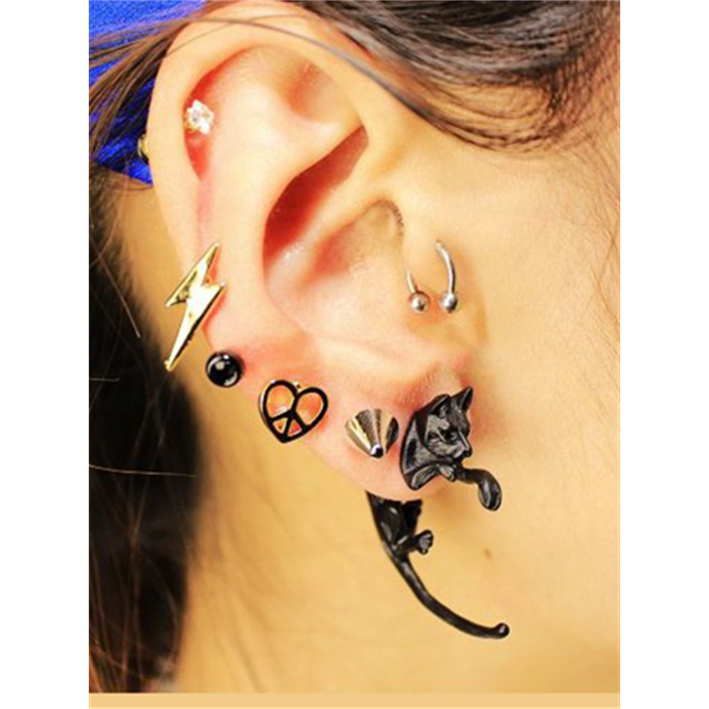 Unique Cat Pierced Stud Earrings