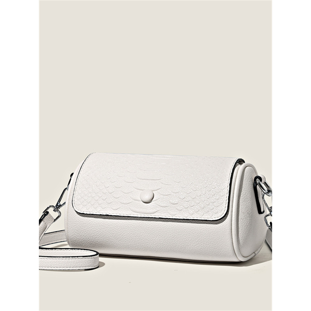 Unique Embossed Flap Cylinder Crossbody Bag