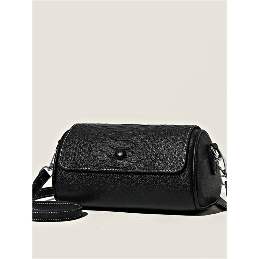 Unique Embossed Flap Cylinder Crossbody Bag