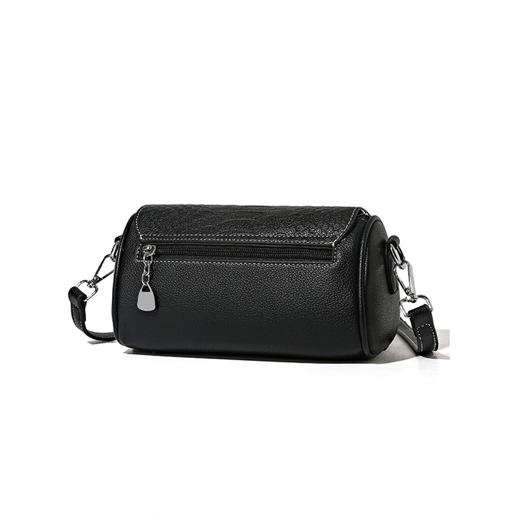 Unique Embossed Flap Cylinder Crossbody Bag