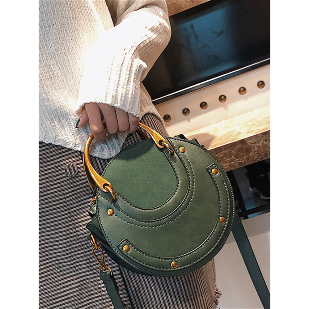 Unique Studded Patchwork Cylinder Crossbody Bag