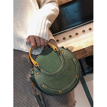 Unique Studded Patchwork Cylinder Crossbody Bag