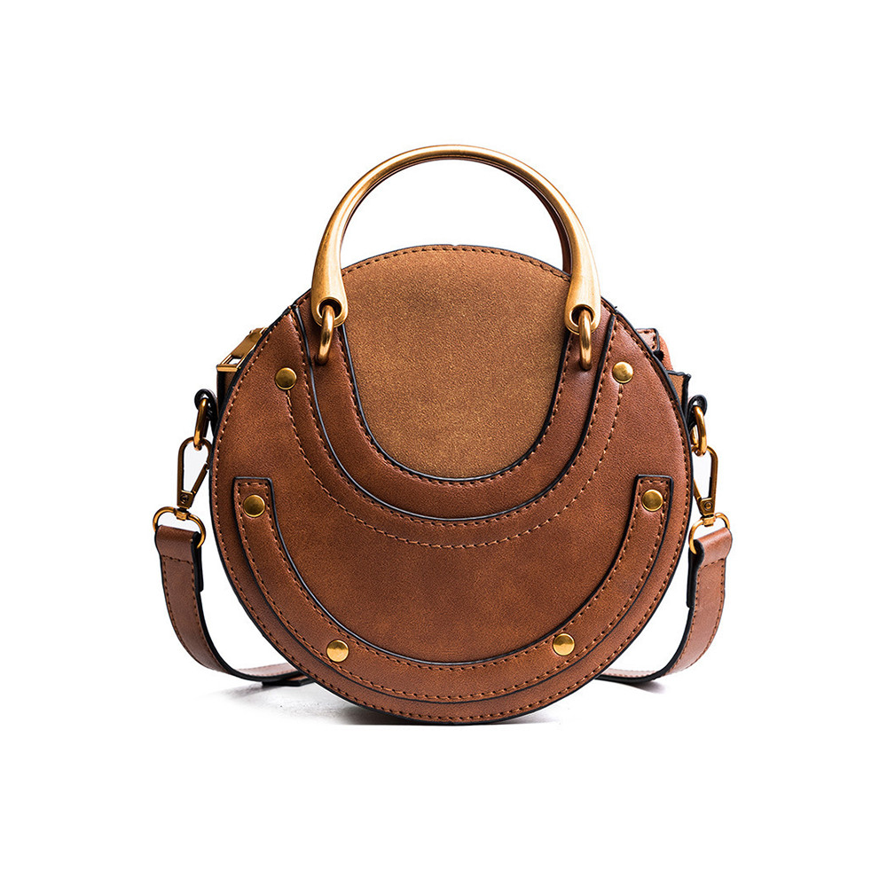 Unique Studded Patchwork Cylinder Crossbody Bag