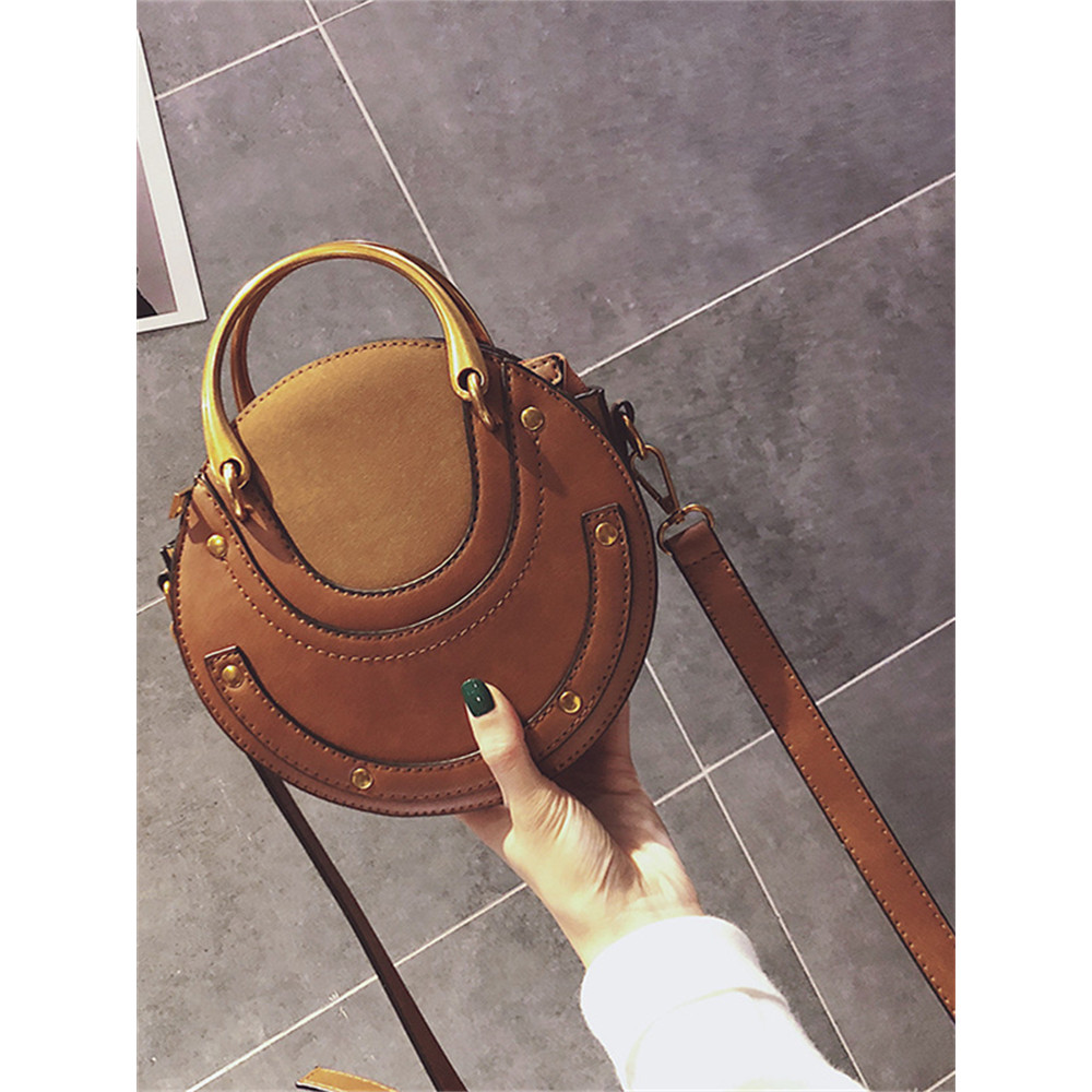 Unique Studded Patchwork Cylinder Crossbody Bag