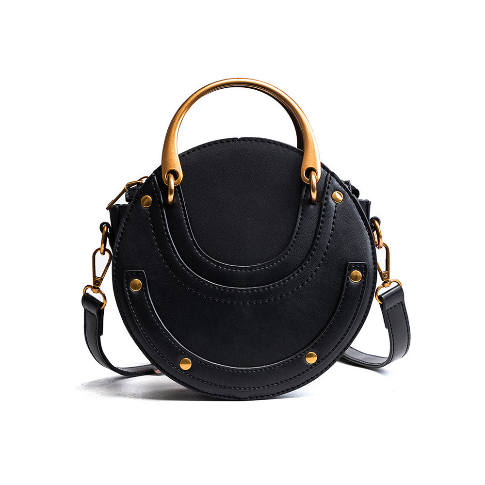 Unique Studded Patchwork Cylinder Crossbody Bag