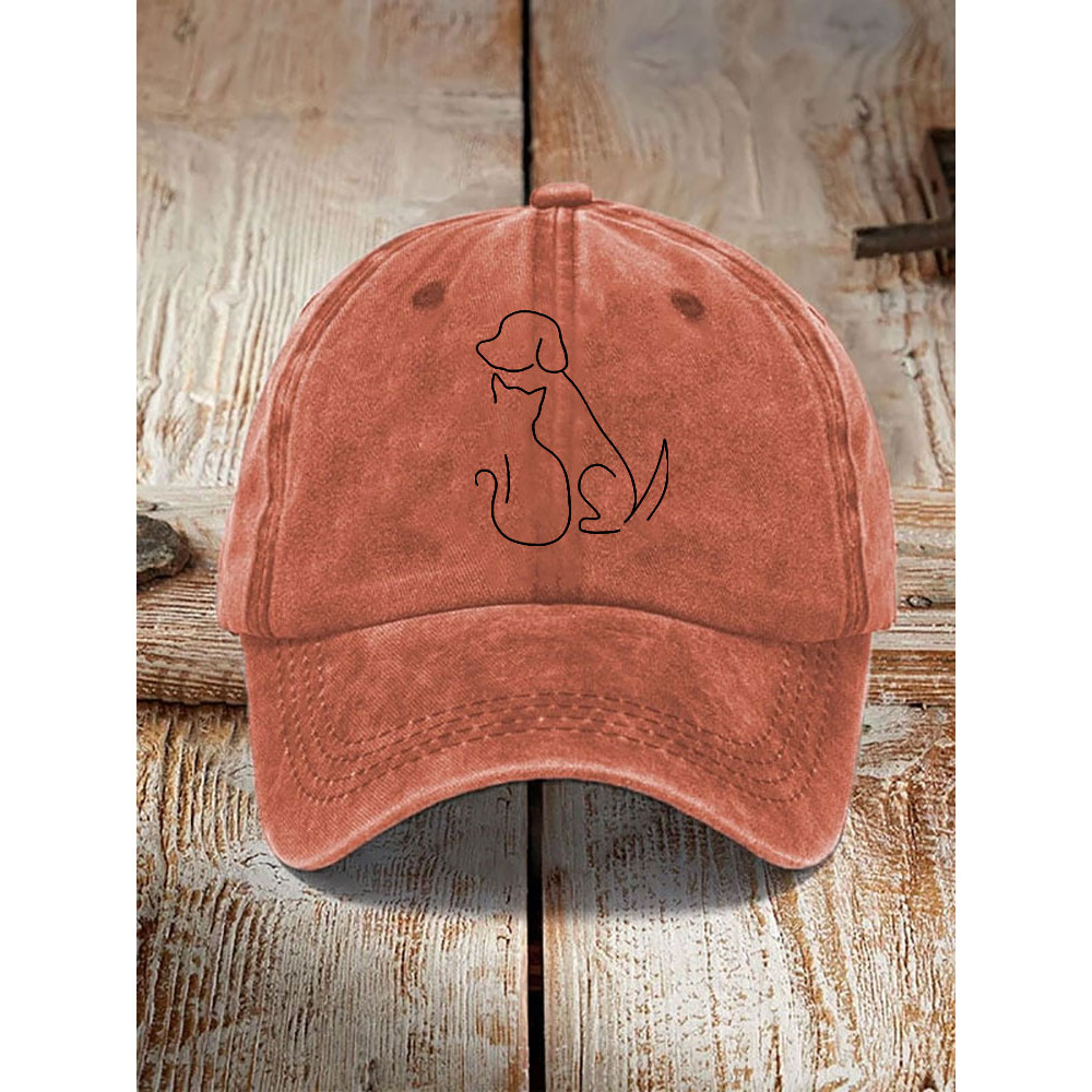 Unisex Casual Pet Dog And Cat Print Washed Hat