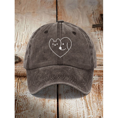 Unisex Casual Pet Dog And Cat Print Washed Hat
