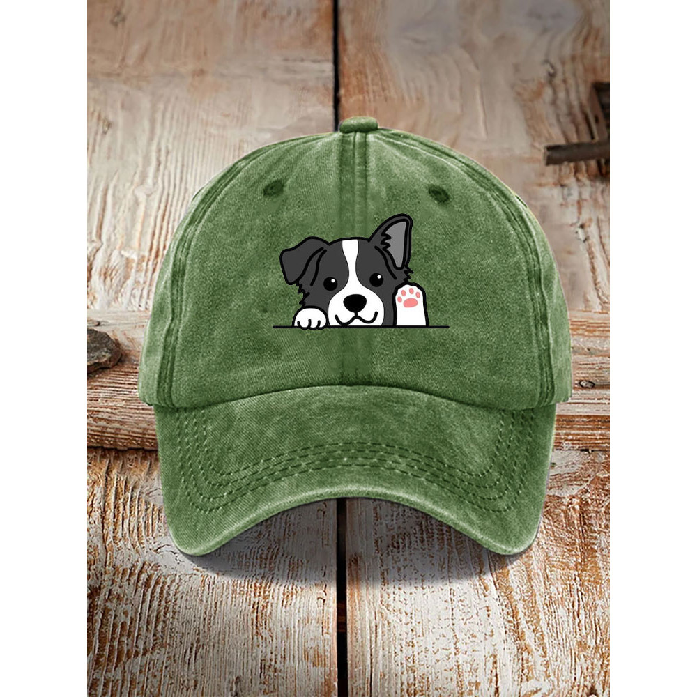Unisex Casual Pet Dog Print Washed Hat