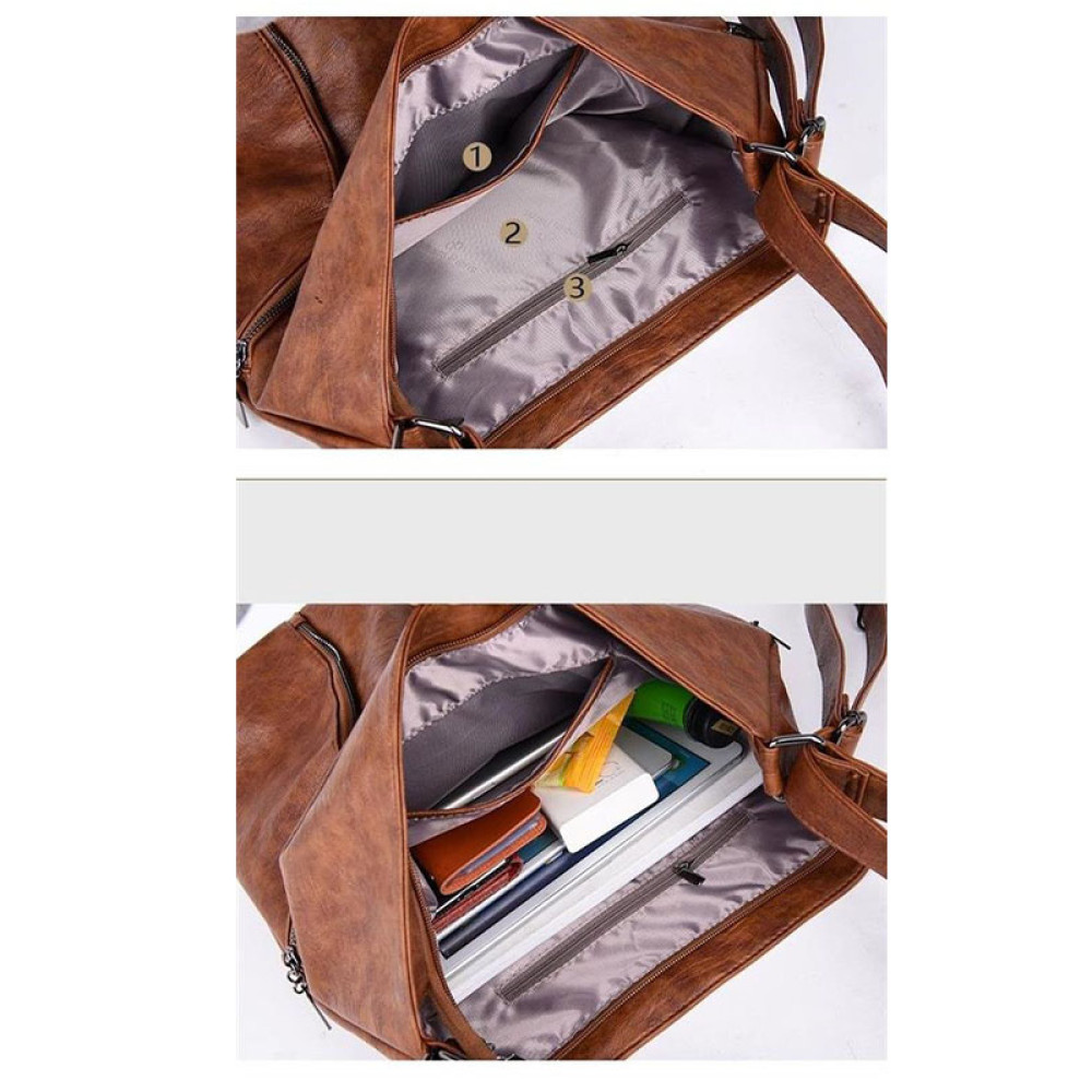 Vegetable Tanned Teather Backpack Tote Bag