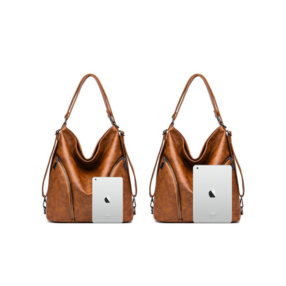 Vegetable Tanned Teather Backpack Tote Bag