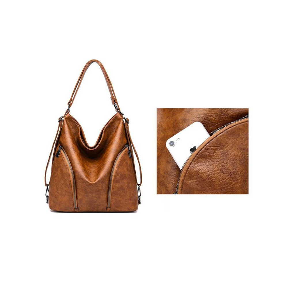Vegetable Tanned Teather Backpack Tote Bag