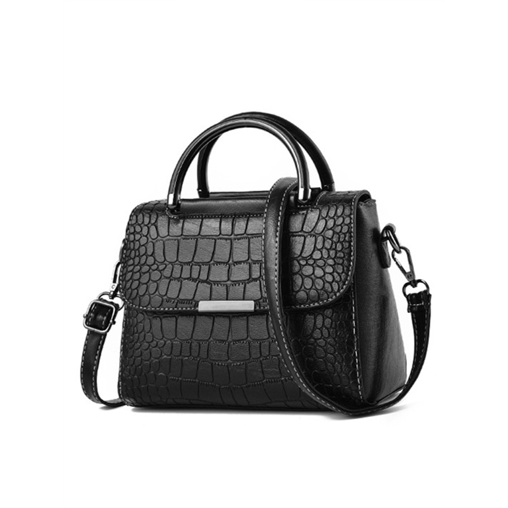 Vinatge Flap Crocodile Pattern Utility Crossbody Bag