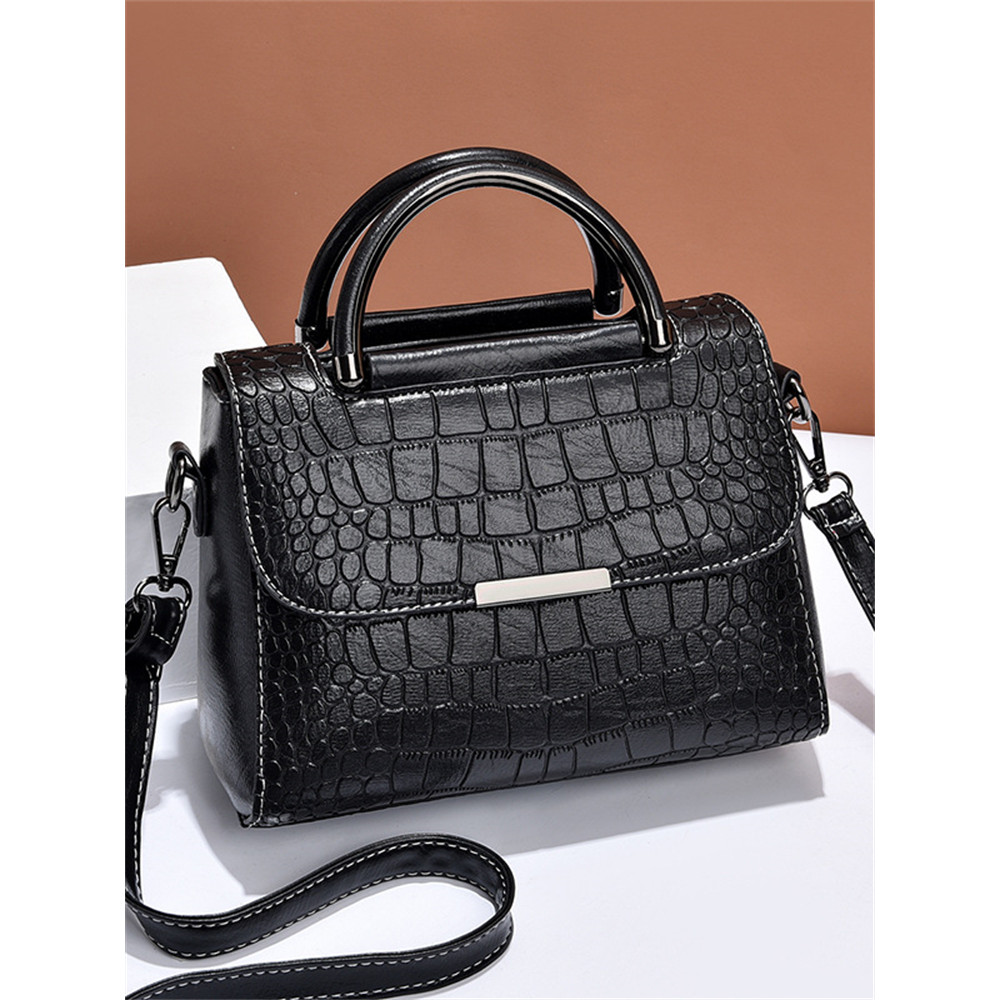 Vinatge Flap Crocodile Pattern Utility Crossbody Bag