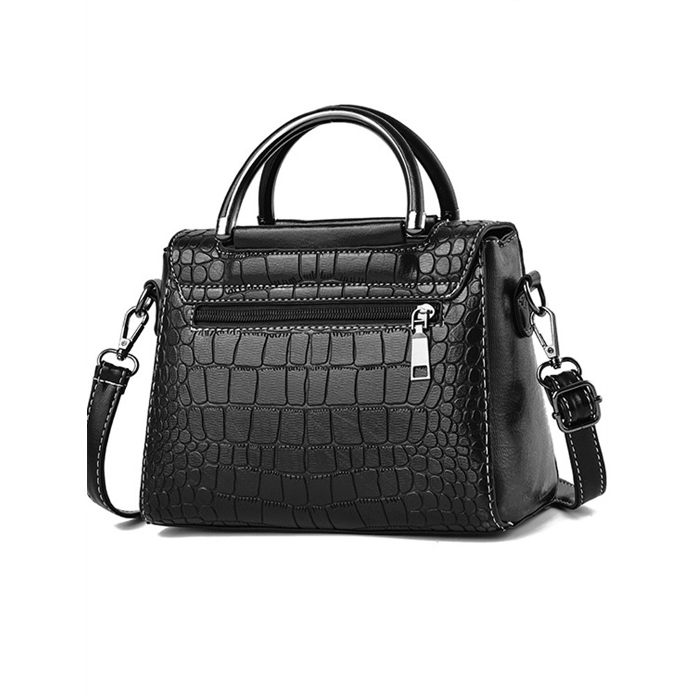 Vinatge Flap Crocodile Pattern Utility Crossbody Bag