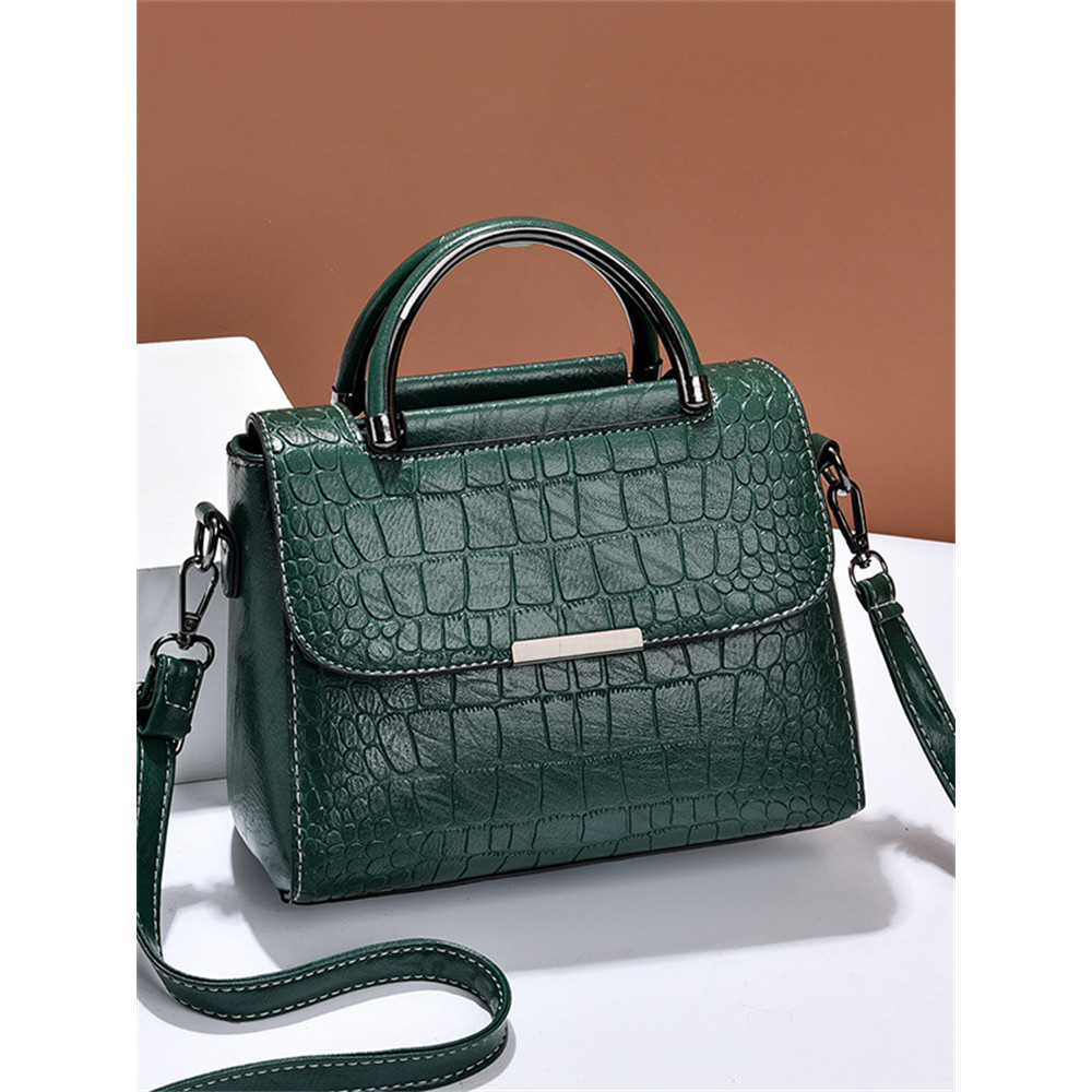 Vinatge Flap Crocodile Pattern Utility Crossbody Bag