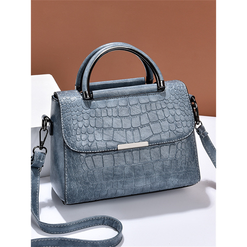 Vinatge Flap Crocodile Pattern Utility Crossbody Bag