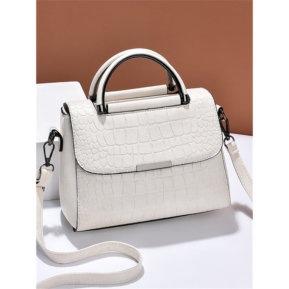Vinatge Flap Crocodile Pattern Utility Crossbody Bag