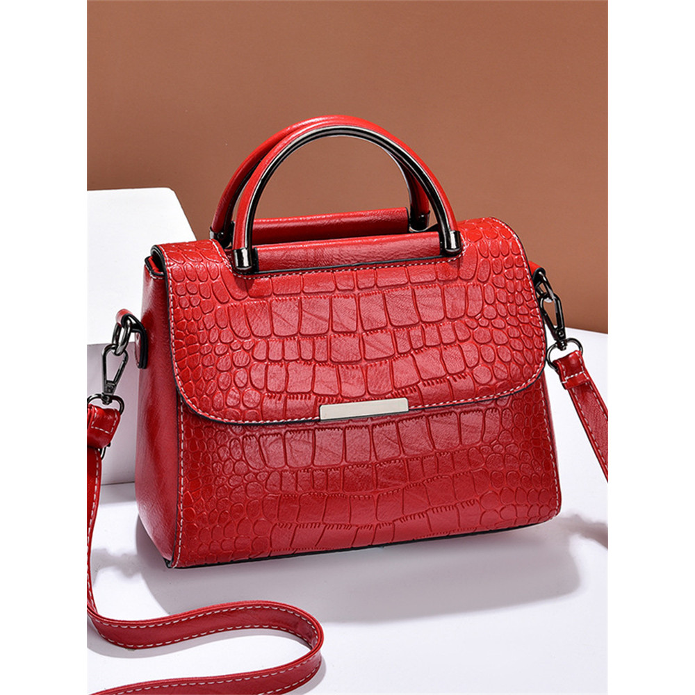 Vinatge Flap Crocodile Pattern Utility Crossbody Bag