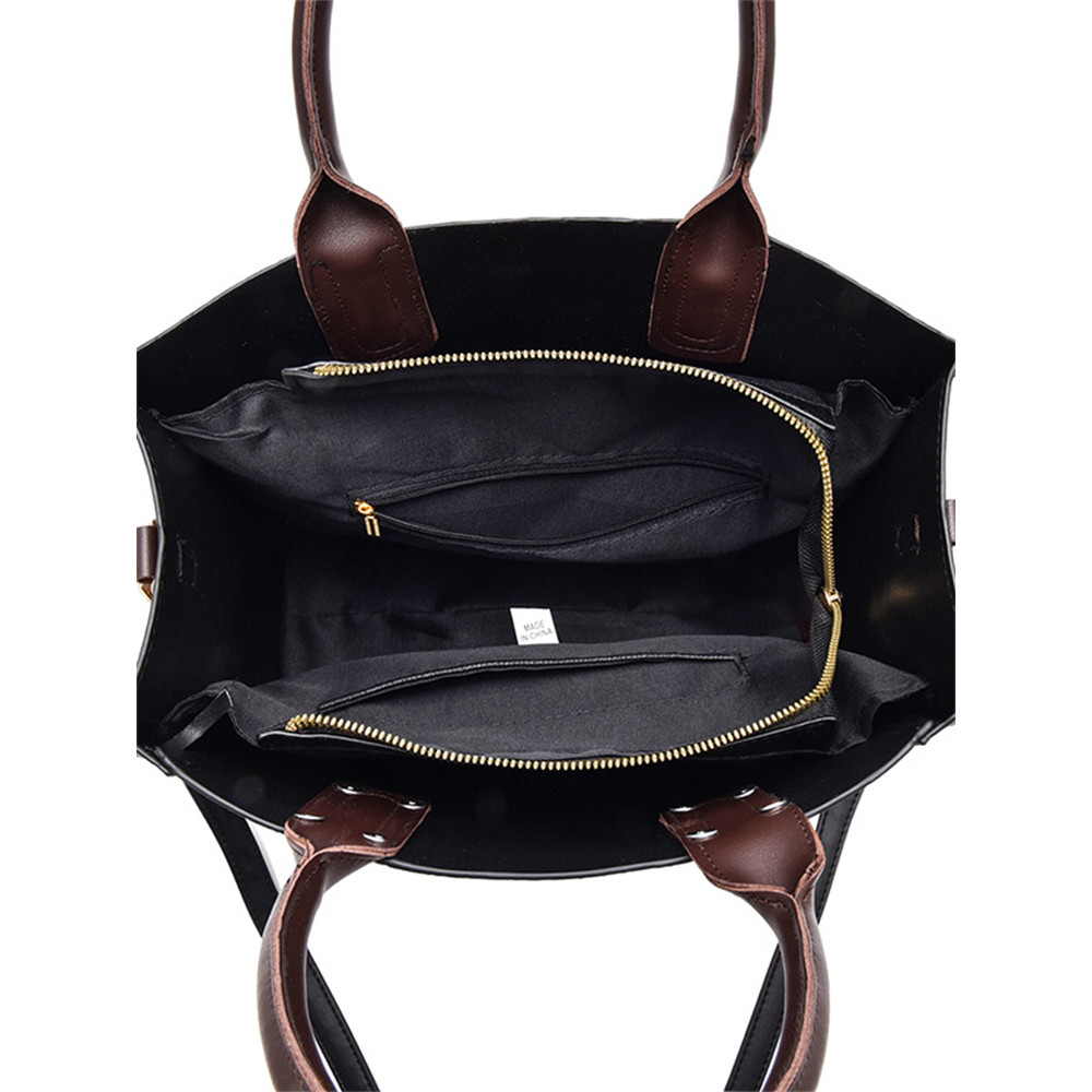 Vinatge Lace Patchwork Soft Leather Tote Bag
