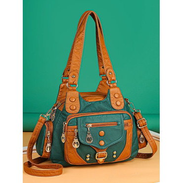 Vintage Baggy Studded Patchwork Utility Bag