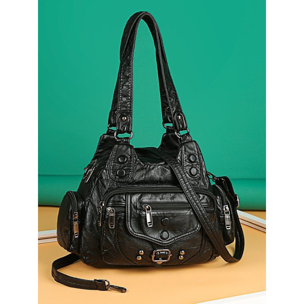 Vintage Baggy Studded Patchwork Utility Bag