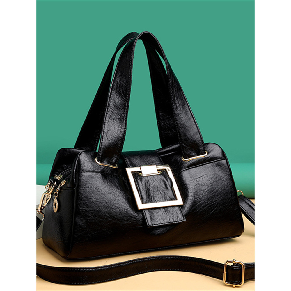 Vintage Big Buckle Soft Leather Crossbody Bag