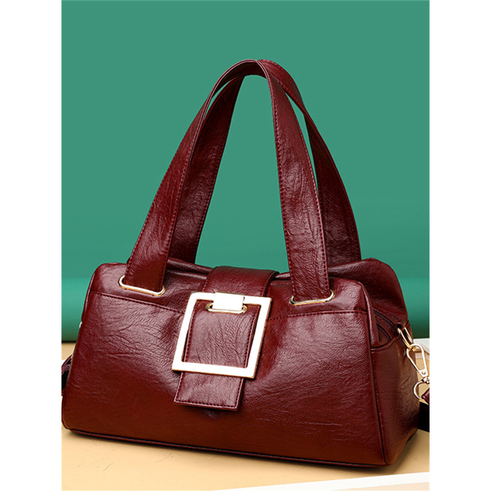 Vintage Big Buckle Soft Leather Crossbody Bag