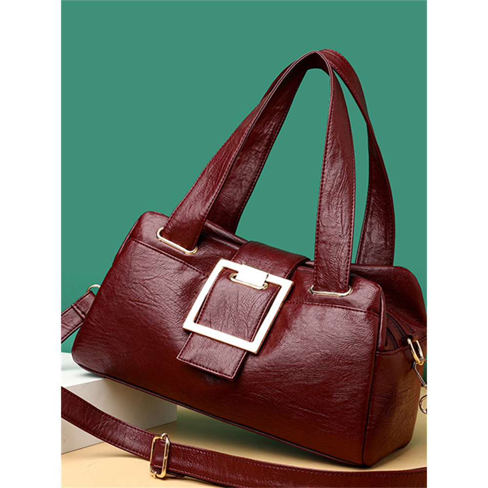 Vintage Big Buckle Soft Leather Crossbody Bag