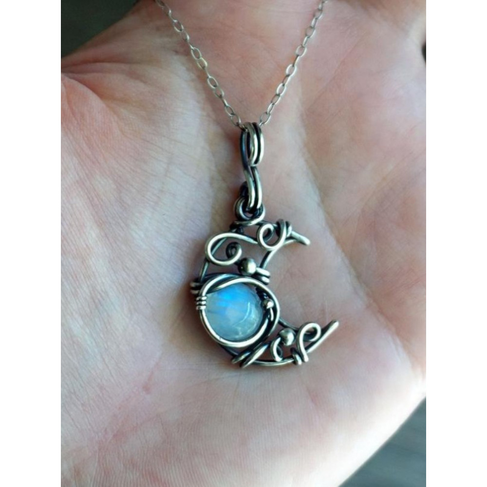Vintage Boho Moon Inspired Moonstone Necklace