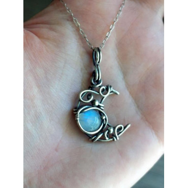 Vintage Boho Moon Inspired Moonstone Necklace