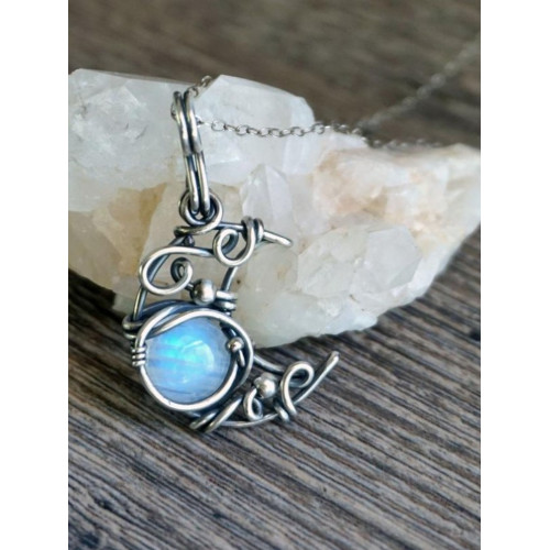 Vintage Boho Moon Inspired Moonstone Necklace