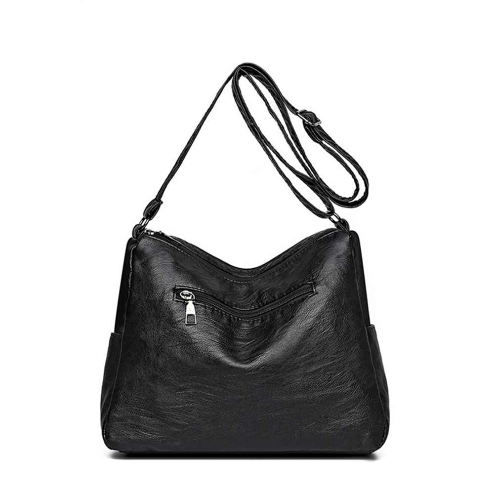 Vintage Braid Details Multi Pocket Crossbody Bag