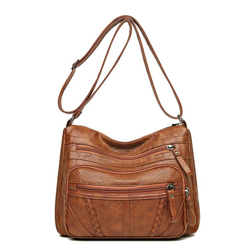 Vintage Braid Details Multi Pocket Crossbody Bag