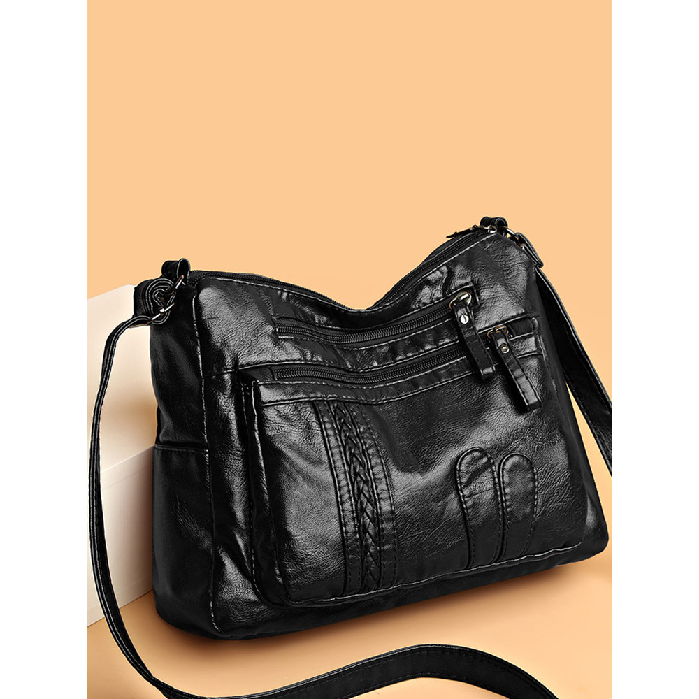 Vintage Braid Details Petal Patch Crossbody Bag