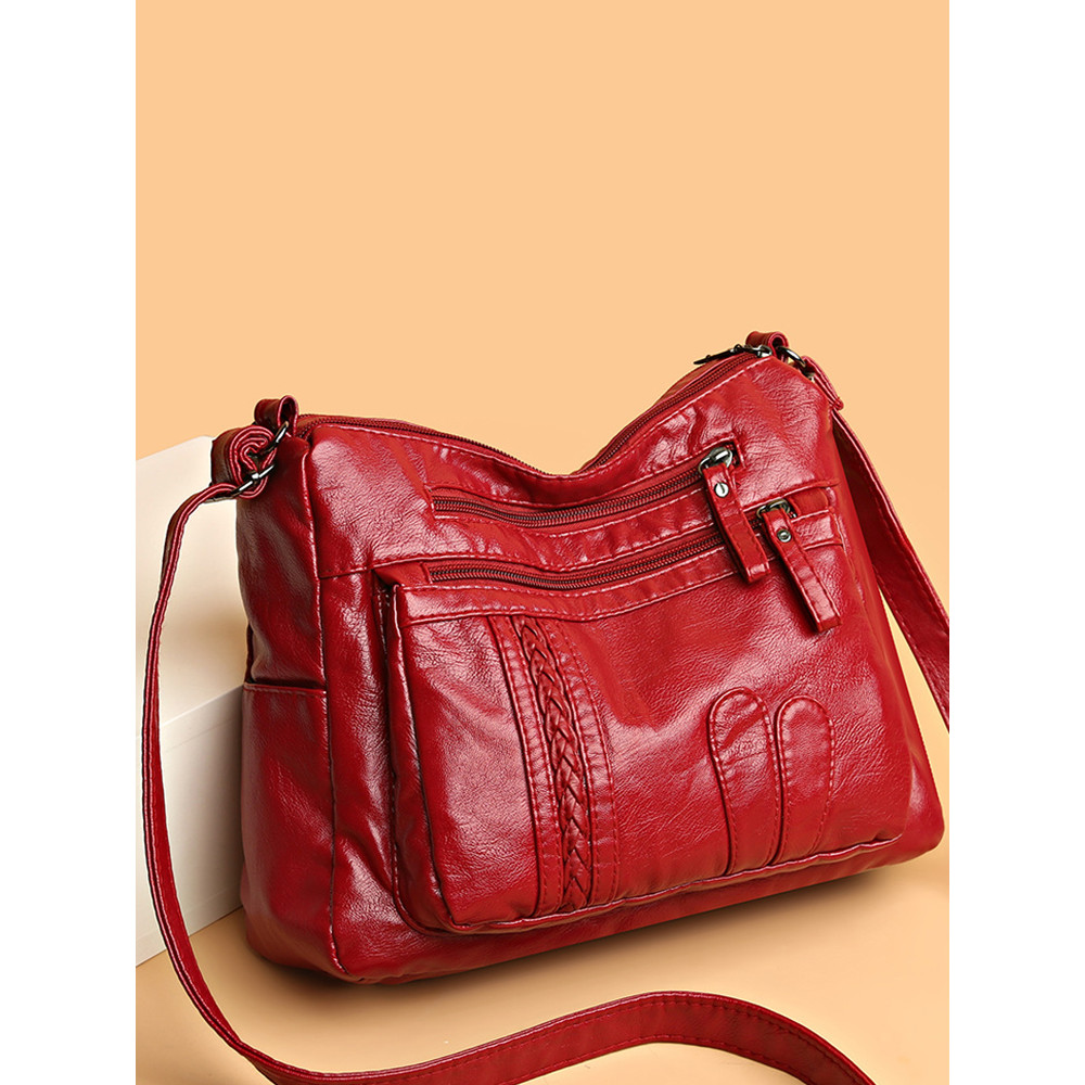 Vintage Braid Details Petal Patch Crossbody Bag
