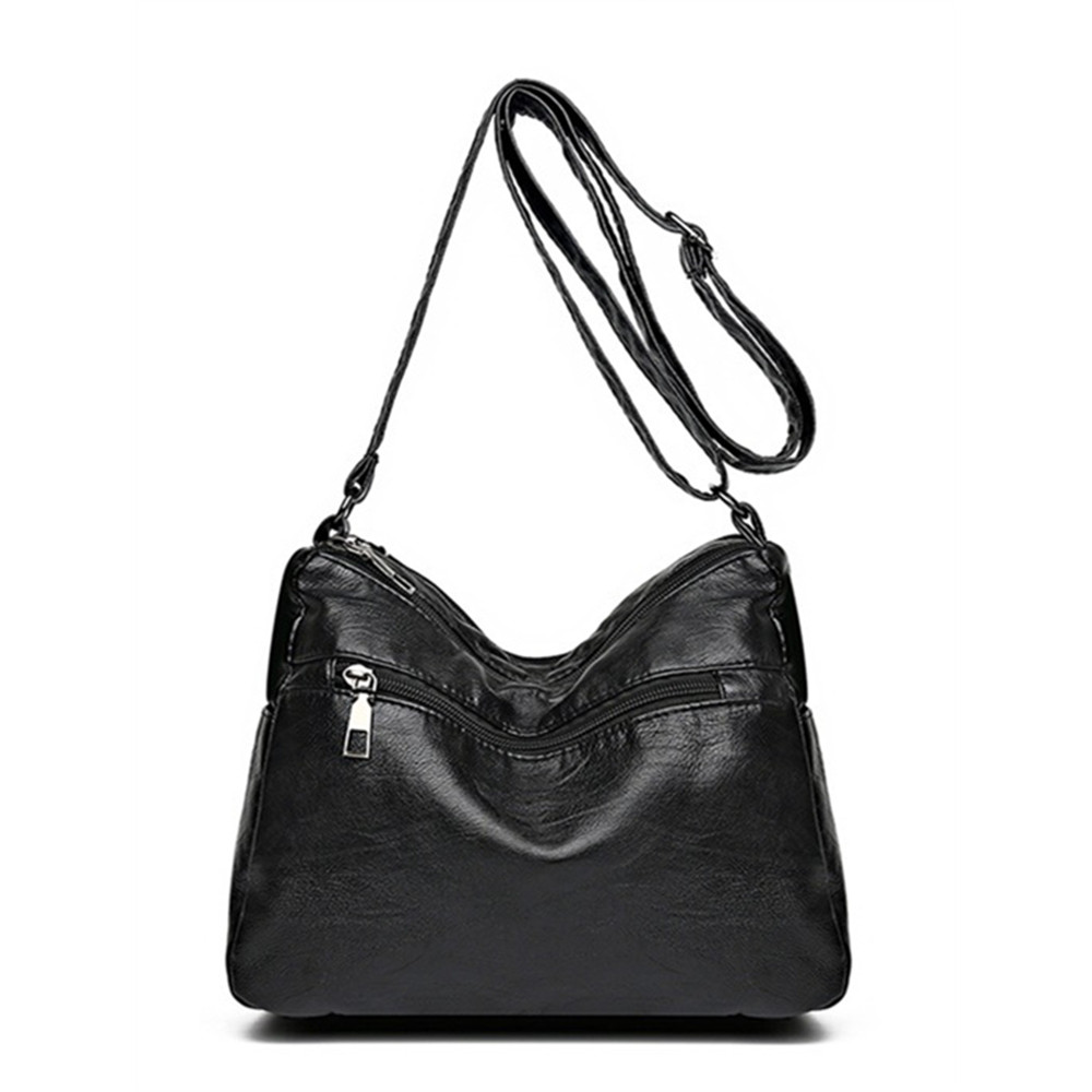 Vintage Braid Details Soft Leather Crossbody Bag