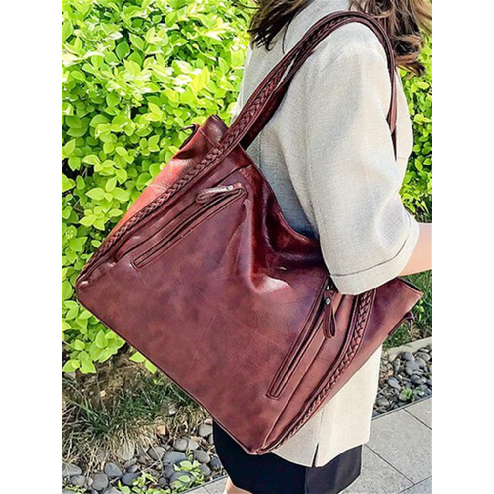 Vintage Braid Details Utility Tote Bag