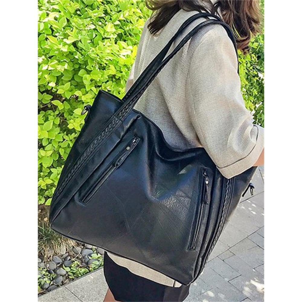 Vintage Braid Details Utility Tote Bag