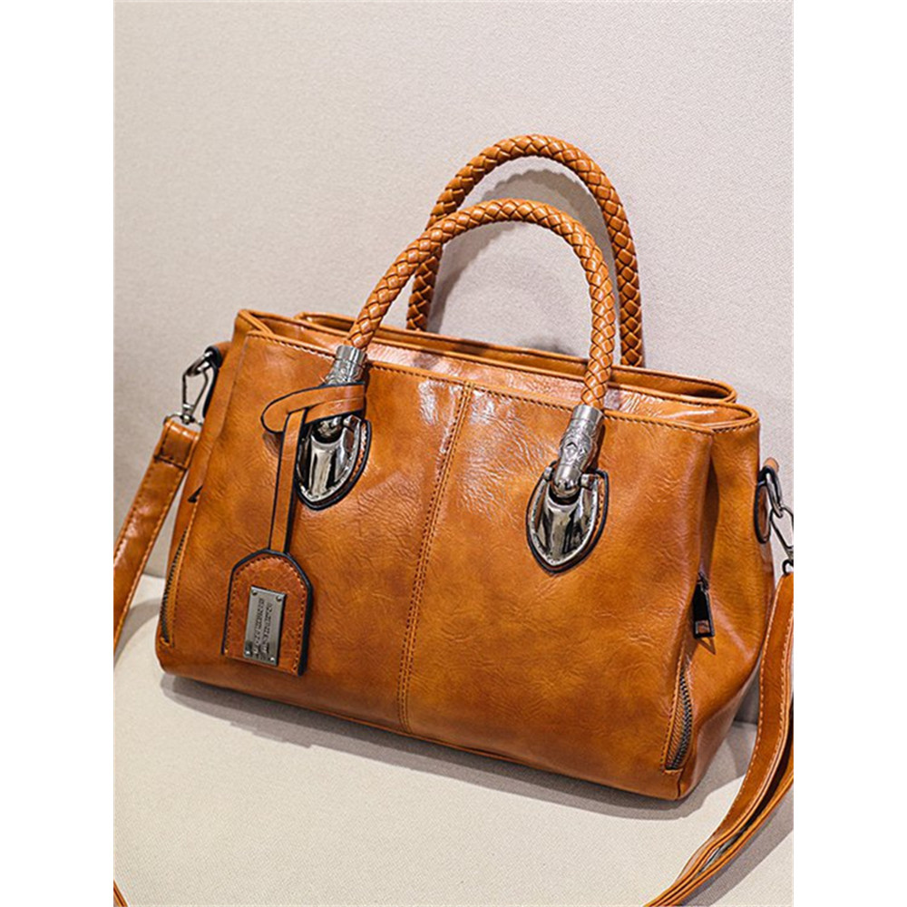 Vintage Braided Oiled Leather Utility Bag