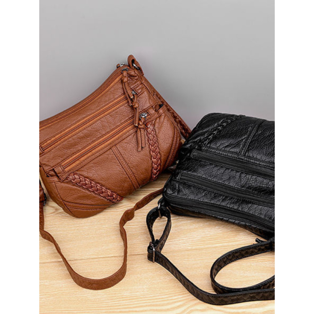 Vintage Braided Soft Leather Utility Bag