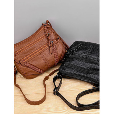 Vintage Braided Soft Leather Utility Bag