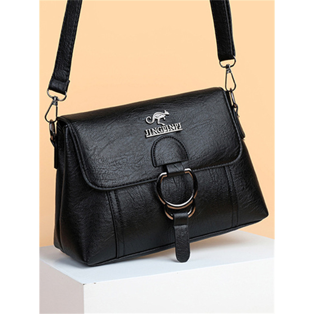 Vintage Buckle Flap Utility Crossbody Bag