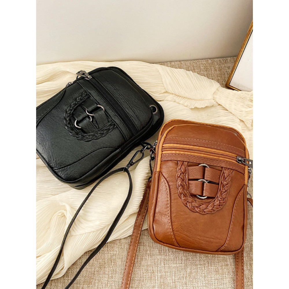 Vintage Buckle Washed Leather Mini Bag