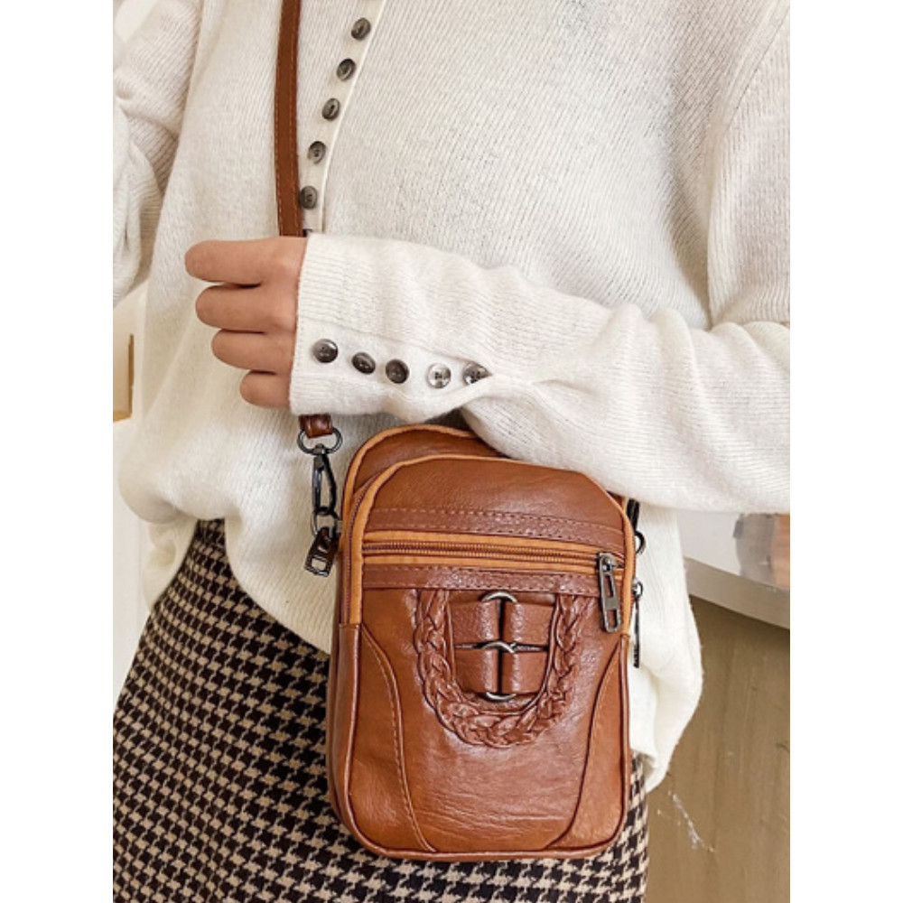 Vintage Buckle Washed Leather Mini Bag