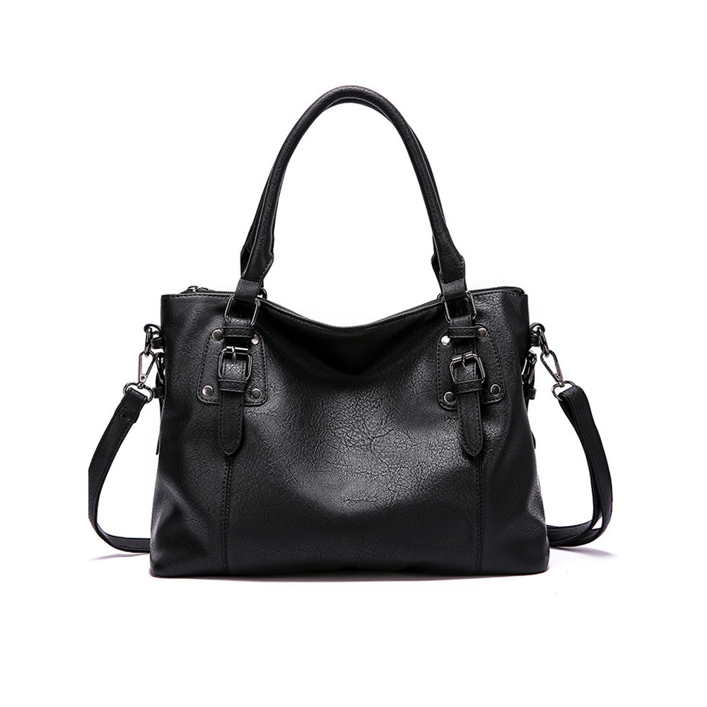 Vintage Buckled Oiled Leather Tote Bag